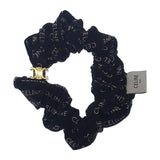 セリーヌ CELINE レイユールシュシュ 46Y352SIB.35OB ヘアアクセサリー シルク ブラック ゴールド金具 レディース【中古】【Aランク】