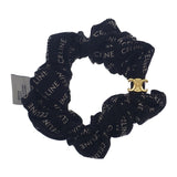 セリーヌ CELINE レイユールシュシュ 46Y352SIB.35OB ヘアアクセサリー シルク ブラック ゴールド金具 レディース【中古】【Aランク】