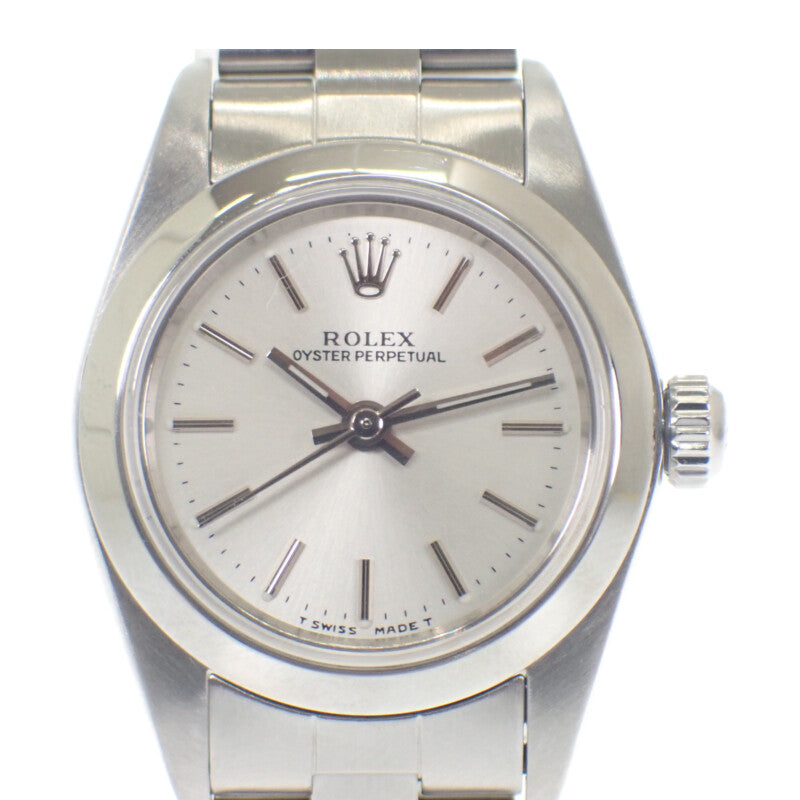 ロレックス ROLEX オイスターパーペチュアル トリチウム A番 76080 腕時計 ステンレススチール 自動巻き シルバー文字盤 レディース【中古】【ABランク】