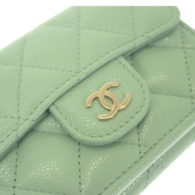 シャネル CHANEL クラシック スモールフラップウォレット AP0230 三つ折り財布 キャビアスキン グリーン ゴールド金具 レディース【中古】【Aランク】
