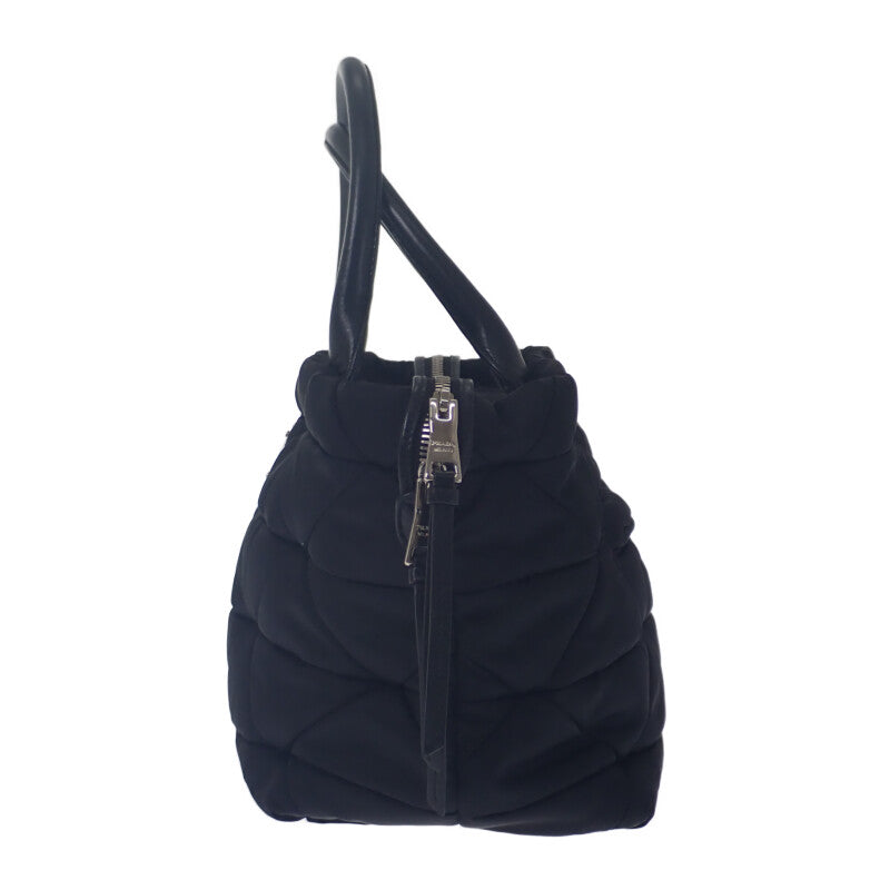 PRADA 普拉達 小型軟墊 Re Nylon 1BG436 托特包 肩背包 尼龍 黑色 銀色金屬 女款【二手】【AB級】
