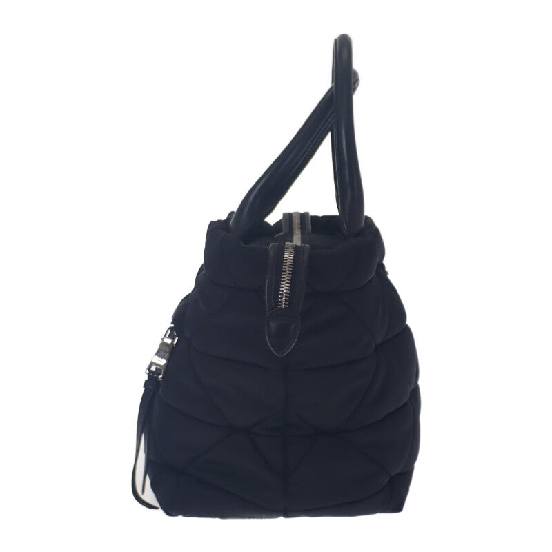 PRADA 普拉達 小型軟墊 Re Nylon 1BG436 托特包 肩背包 尼龍 黑色 銀色金屬 女款【二手】【AB級】