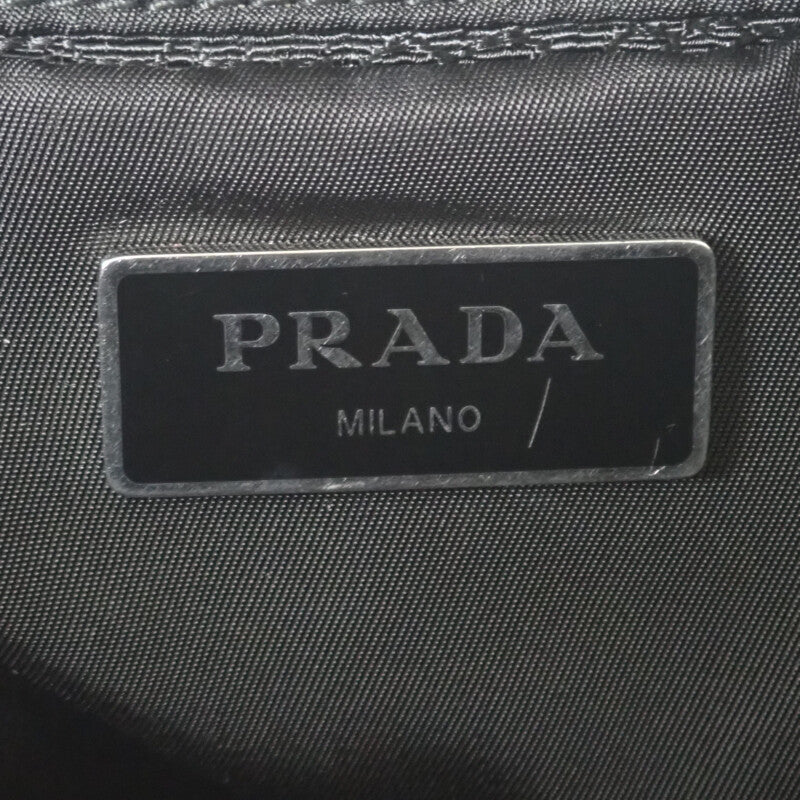 PRADA 普拉達 小型軟墊 Re Nylon 1BG436 托特包 肩背包 尼龍 黑色 銀色金屬 女款【二手】【AB級】