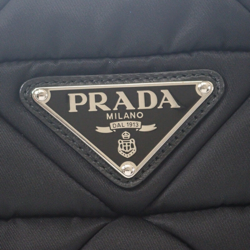 PRADA 普拉達 小型軟墊 Re Nylon 1BG436 托特包 肩背包 尼龍 黑色 銀色金屬 女款【二手】【AB級】