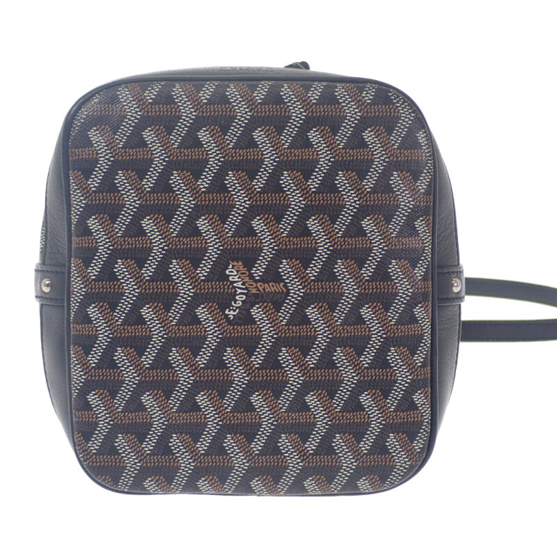 戈雅 GOYARD Petits Florentin 水桶包 人字紋 PEFLOTPMLTY01CL01P 肩背包 皮革 塗層帆布 黑色 棕色 女士【中古品】【A級品】