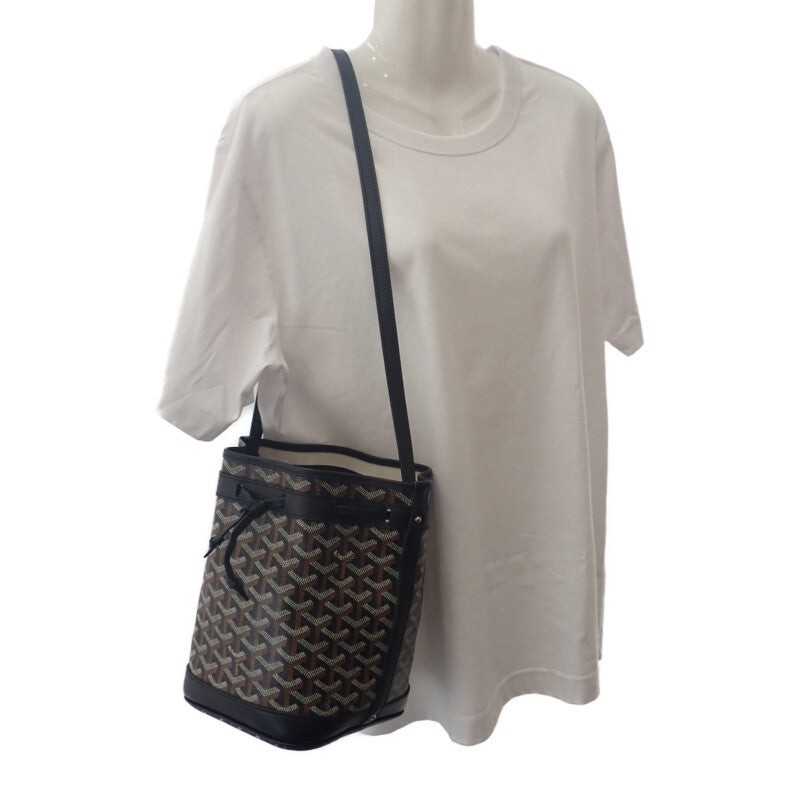ゴヤール GOYARD プティフロ バケットバッグ ヘリンボーン PEFLOTPMLTY01CL01P ショルダーバッグ レザー コーティングキャンバス ブラック ブラウン レディース【中古】【Aランク】