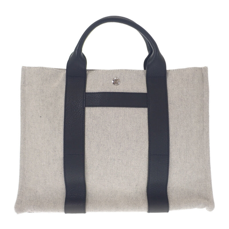 エルメス HERMES サックアーネMM トートバッグ トワルアッシュ レザー グレー ブラック レディース メンズ【中古】【Aランク】