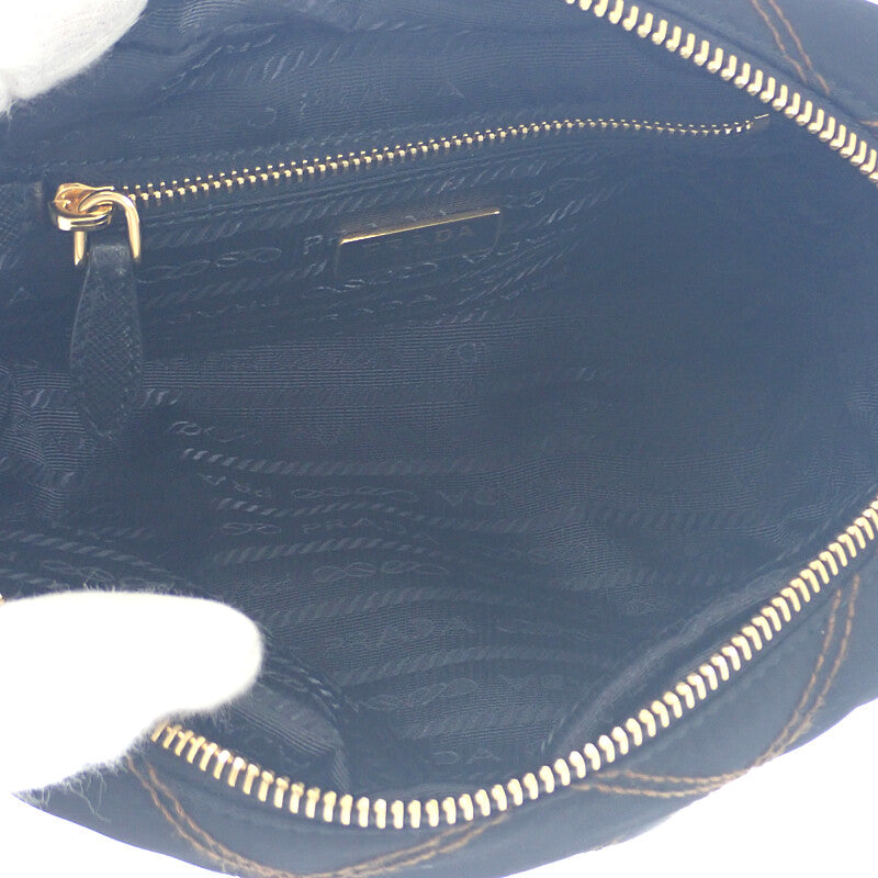 プラダ PRADA スモールナイロンポーチ 1NE005 ポーチ ナイロン ブラック ゴールド金具 レディース メンズ【中古】【Aランク】