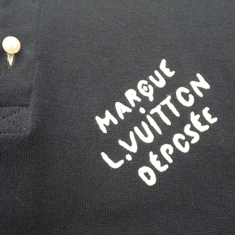路易威登 LOUIS VUITTON 刺繡短袖 XL 1AHUJK Polo衫 純棉 黑色 男款【中古】【AB級】