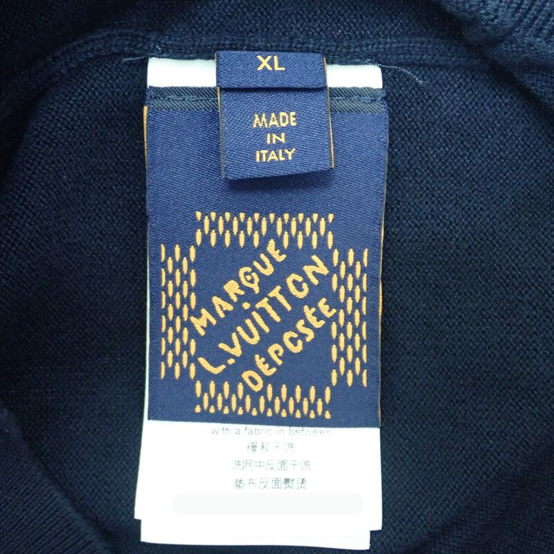 路易威登 LOUIS VUITTON 刺繡短袖 XL 1AHUJK Polo衫 純棉 黑色 男款【中古】【AB級】