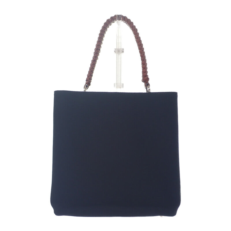 プラダ PRADA パニエ 1BA212_2DID_F0B7K_V_POO ハンドバッグ キャンバス レザー ブラック ブラウン レディース【中古】【Aランク】