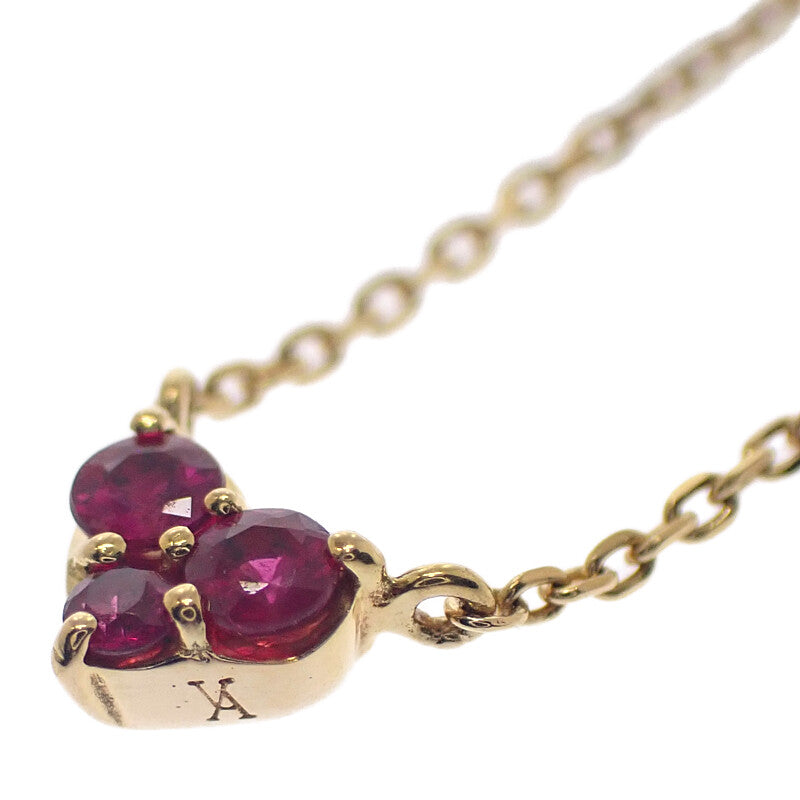 ヴァンドーム VANDOME ハート ネックレス K18イエローゴールド ピンク ルビー レディース【中古】【Aランク】