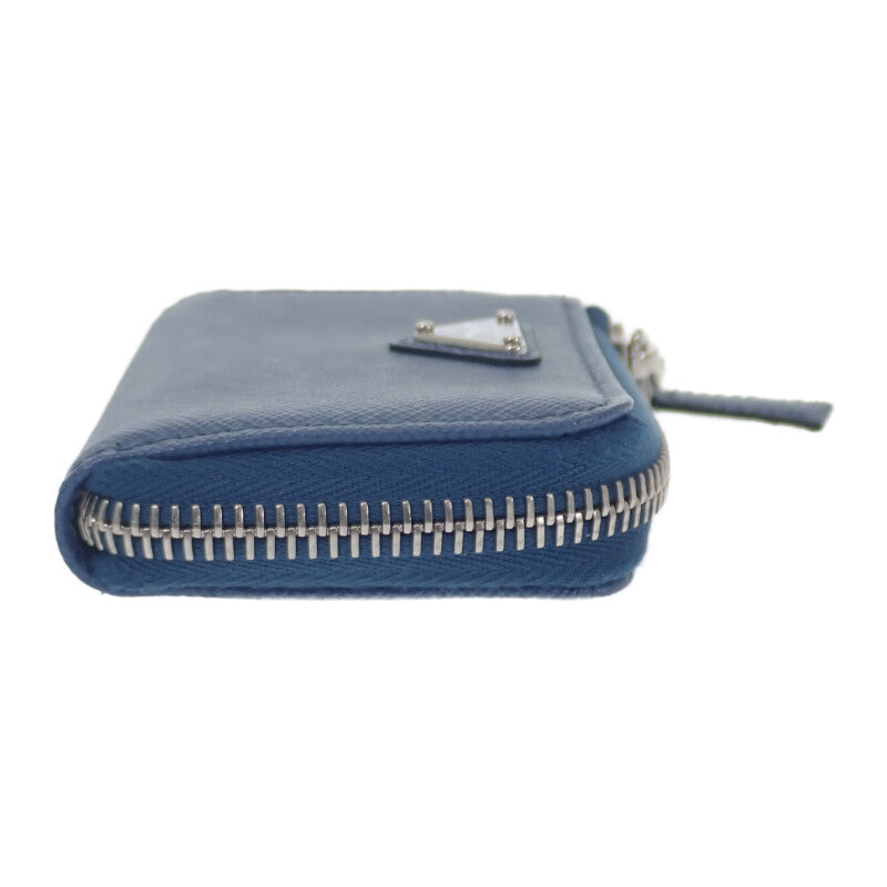 PRADA Leather Key Ring 2TT085 Key Case Saffiano Blue Silver Hardware Men's Women's【Used】【A Rank】