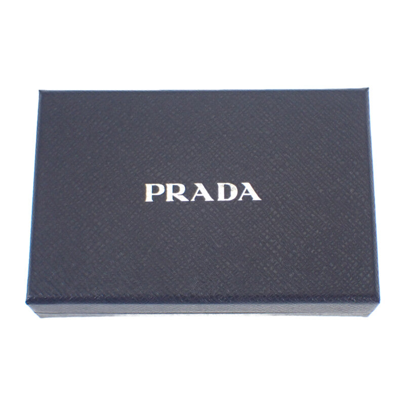 PRADA Leather Key Ring 2TT085 Key Case Saffiano Blue Silver Hardware Men's Women's【Used】【A Rank】