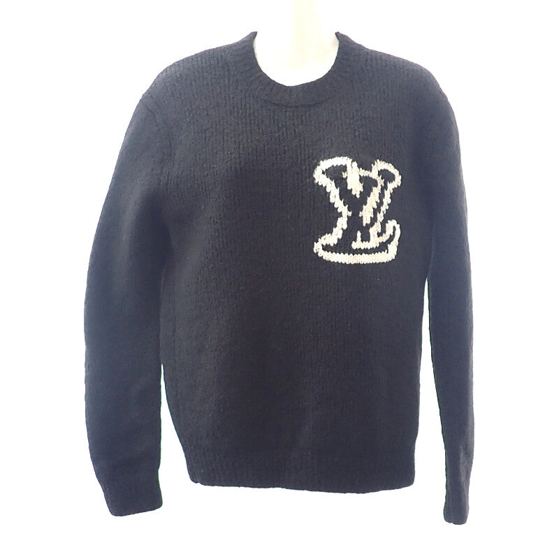 ルイヴィトン LOUIS VUITTON LV ウールブレンドクルーネック M 1AF336 長袖Tシャツ ウール ナイロン ヤク ブラック メンズ【中古】【ABランク】