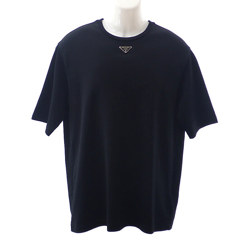 プラダ PRADA トライアングルロゴ L UJN861 半袖Tシャツ コットン ブラック メンズ【中古】【Aランク】