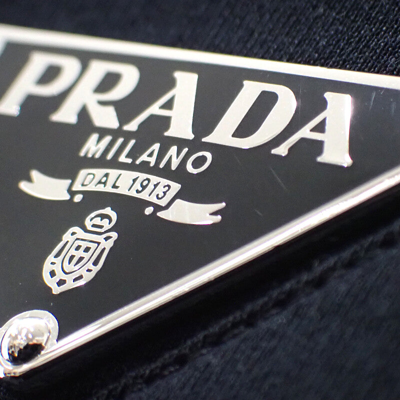 プラダ PRADA トライアングルロゴ L UJN861 半袖Tシャツ コットン ブラック メンズ【中古】【Aランク】