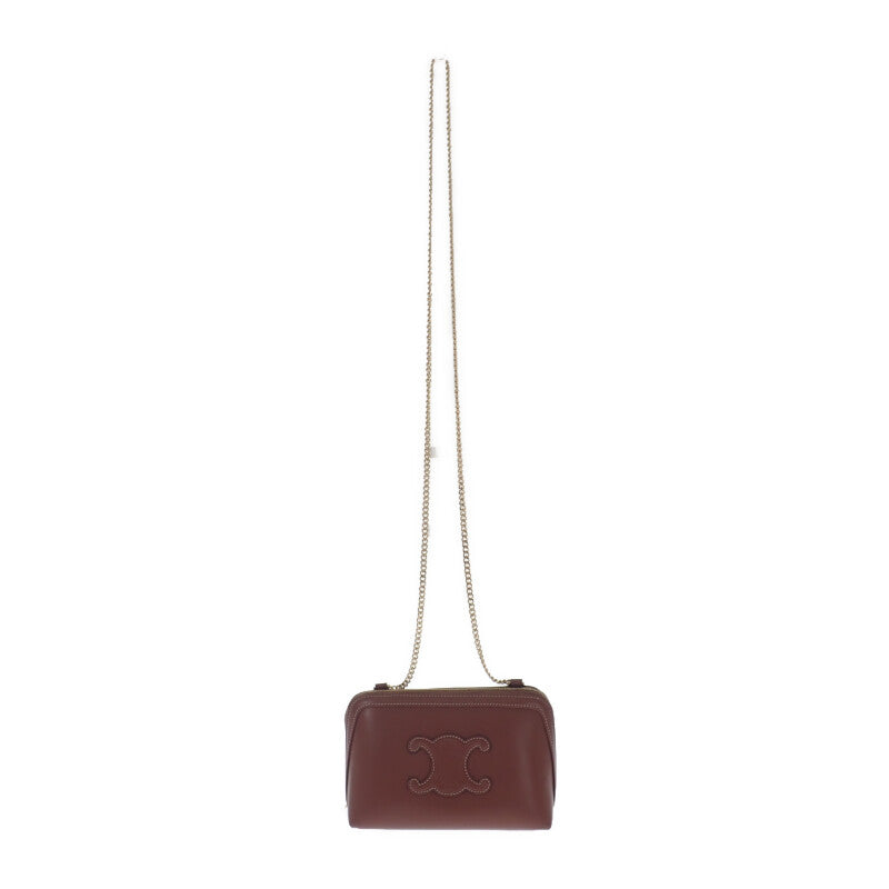 セリーヌ CELINE チェーン付きクラッチキュイル 10E383DR8.04LU ショルダーバッグ カーフ タン ゴールド金具 レディース【中古】【Aランク】
