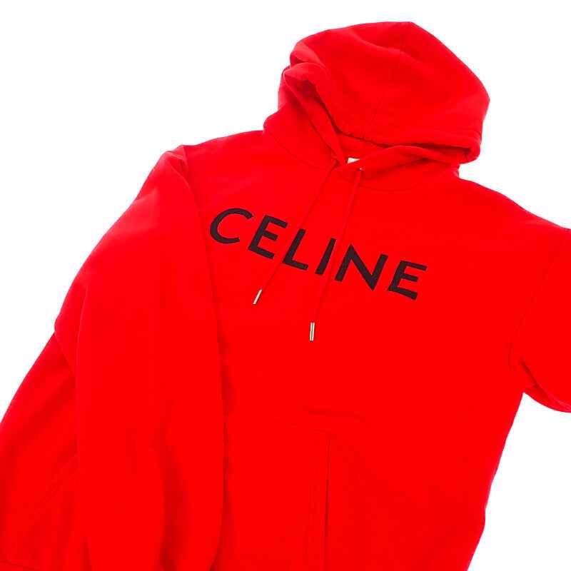 セリーヌ CELINE ルーズ フーディー L 2Y321670Q パーカー コットン レッド メンズ【中古】【Aランク】