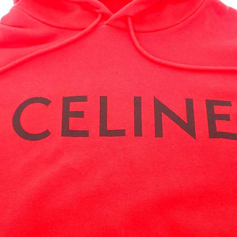 セリーヌ CELINE ルーズ フーディー L 2Y321670Q パーカー コットン レッド メンズ【中古】【Aランク】