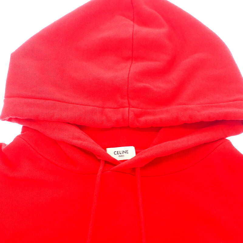 セリーヌ CELINE ルーズ フーディー L 2Y321670Q パーカー コットン レッド メンズ【中古】【Aランク】