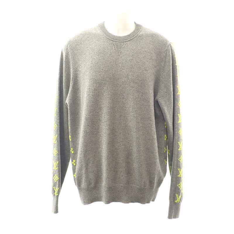 ルイヴィトン LOUIS VUITTON モノグラム カシミア XL ニット カシミヤ グレー イエロー メンズ【中古】【Aランク】