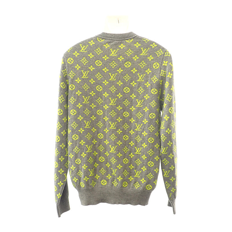 ルイヴィトン LOUIS VUITTON モノグラム カシミア XL ニット カシミヤ グレー イエロー メンズ【中古】【Aランク】