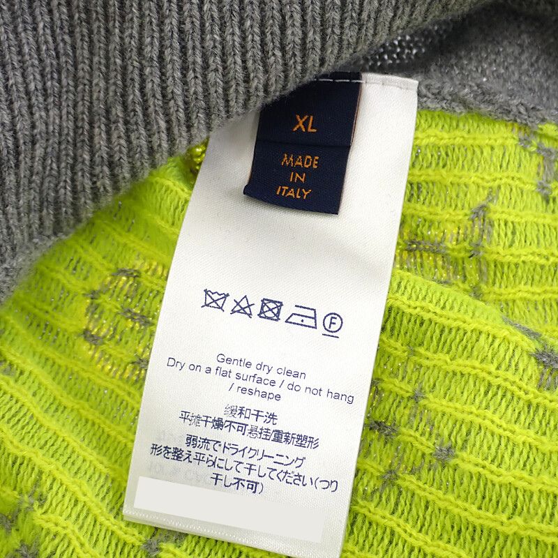 路易威登 LOUIS VUITTON Monogram 喀什米爾羊絨 XL 針織衫 灰色 黃色 男款【中古】【Aランク】