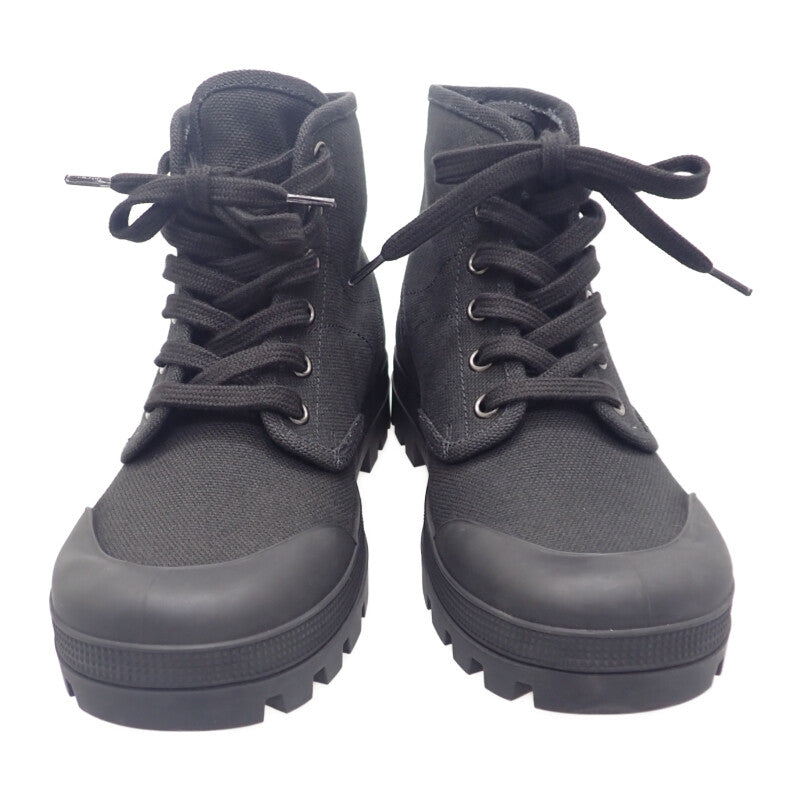 セリーヌ CELINE パタパンレースアップ ハイカット 343142198C.38NO スニーカー キャンバス レザー ブラック 35 レディース【中古】【Aランク】