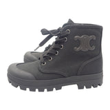 セリーヌ CELINE パタパンレースアップ ハイカット 343142198C.38NO スニーカー キャンバス レザー ブラック 35 レディース【中古】【Aランク】