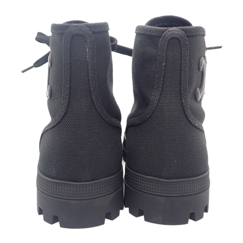 セリーヌ CELINE パタパンレースアップ ハイカット 343142198C.38NO スニーカー キャンバス レザー ブラック 35 レディース【中古】【Aランク】