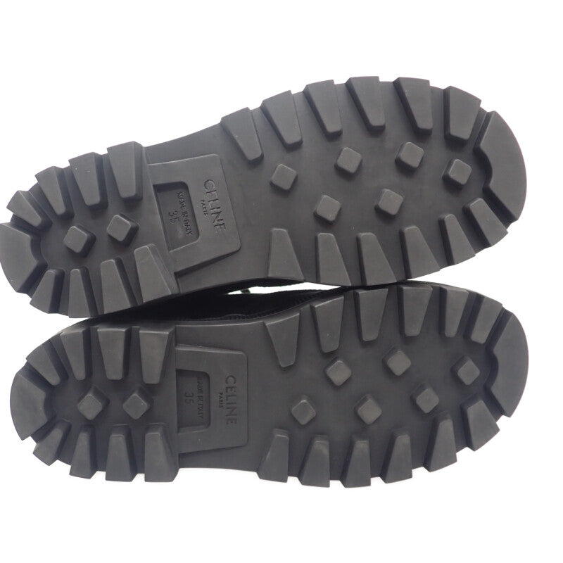 セリーヌ CELINE パタパンレースアップ ハイカット 343142198C.38NO スニーカー キャンバス レザー ブラック 35 レディース【中古】【Aランク】