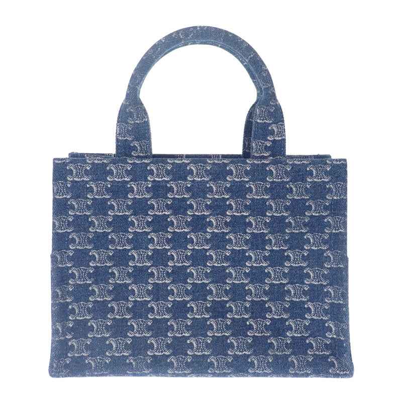 セリーヌ CELINE スモールカバタイス 199162FRG.05DS トートバッグ デニム カーフ ブルー ブラウン レディース【中古】【Aランク】