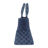 セリーヌ CELINE スモールカバタイス 199162FRG.05DS トートバッグ デニム カーフ ブルー ブラウン レディース【中古】【Aランク】