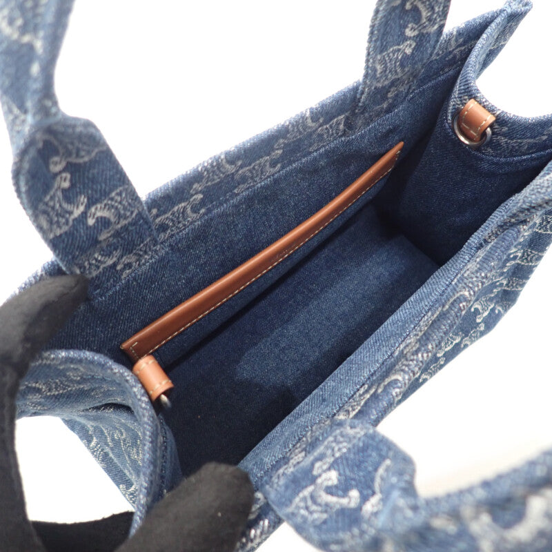 セリーヌ CELINE Small Cabas Thais 199162FRG.05DS Tote Bag Denim Calf Blue Brown Ladies【中古】【Aランク】
