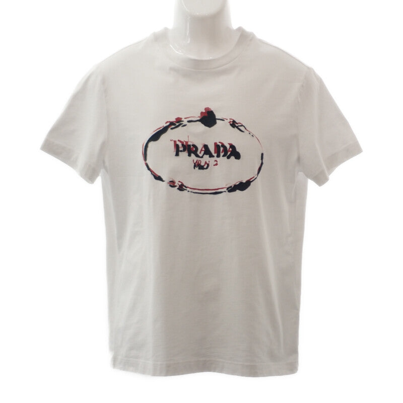 プラダ PRADA ロゴ L UJN555_R182_125E 半袖Tシャツ コットン ホワイト メンズ【中古】【Aランク】