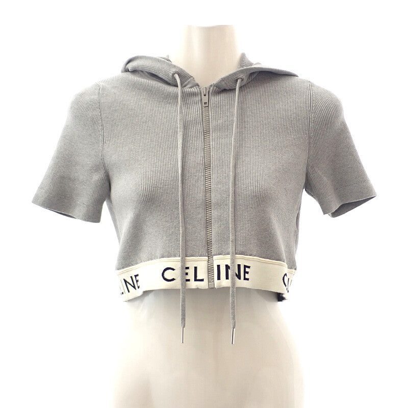 セリーヌ CELINE ジップアップロゴ L 2A27Z372N パーカー コットン グレー レディース【中古】【Aランク】