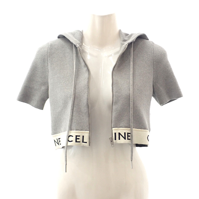 セリーヌ CELINE ジップアップロゴ L 2A27Z372N パーカー コットン グレー レディース【中古】【Aランク】