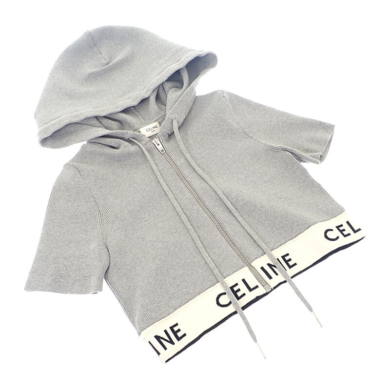 CELINE 思琳 拉鍊式標誌連帽上衣 L 2A27Z372N 棉質 灰色 女款【中古】【A級】