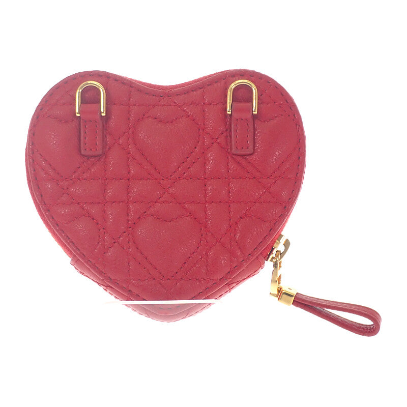 ディオール Dior アムールカロチェーンハートポーチ S5097UNID_M61R ショルダーバッグ カーフ レッド ゴールド金具 レディース【中古】【ABランク】