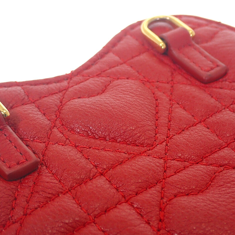 ディオール Dior アムールカロチェーンハートポーチ S5097UNID_M61R ショルダーバッグ カーフ レッド ゴールド金具 レディース【中古】【ABランク】