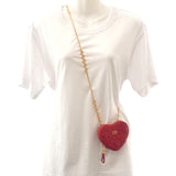 ディオール Dior アムールカロチェーンハートポーチ S5097UNID_M61R ショルダーバッグ カーフ レッド ゴールド金具 レディース【中古】【ABランク】