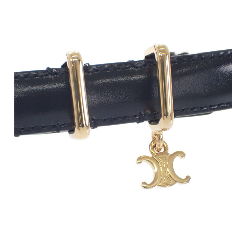 セリーヌ CELINE エレガントチャーム トリオンフ 80 45BBQ3A01.38NO ベルト トリヨンクレマンス ブラック ゴールド金具 レディース【中古】【Aランク】