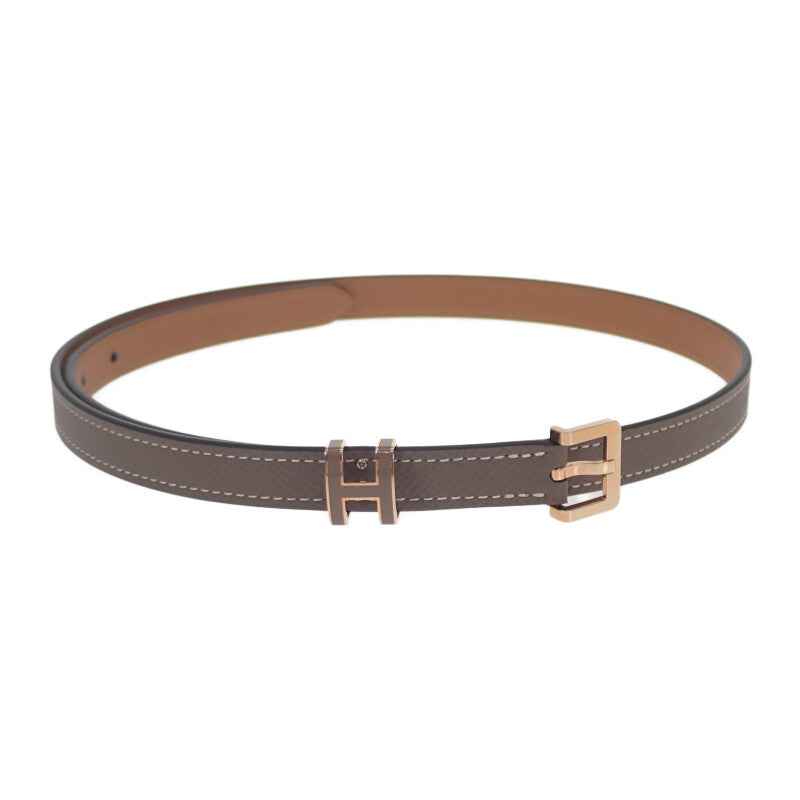 エルメス HERMES ポップH 15 アッシュ H081087 ベルト ヴォーエプソン エトゥープ ブラウン 75 レディース【中古】【SAランク】