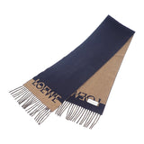 ロエベ LOEWE ロゴスカーフ マフラー ウール カシミヤ ネイビー ブラウン レディース メンズ ユニセックス【中古】【Aランク】