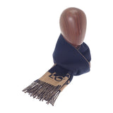 ロエベ LOEWE ロゴスカーフ マフラー ウール カシミヤ ネイビー ブラウン レディース メンズ ユニセックス【中古】【Aランク】