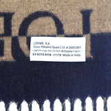 ロエベ LOEWE ロゴスカーフ マフラー ウール カシミヤ ネイビー ブラウン レディース メンズ ユニセックス【中古】【Aランク】