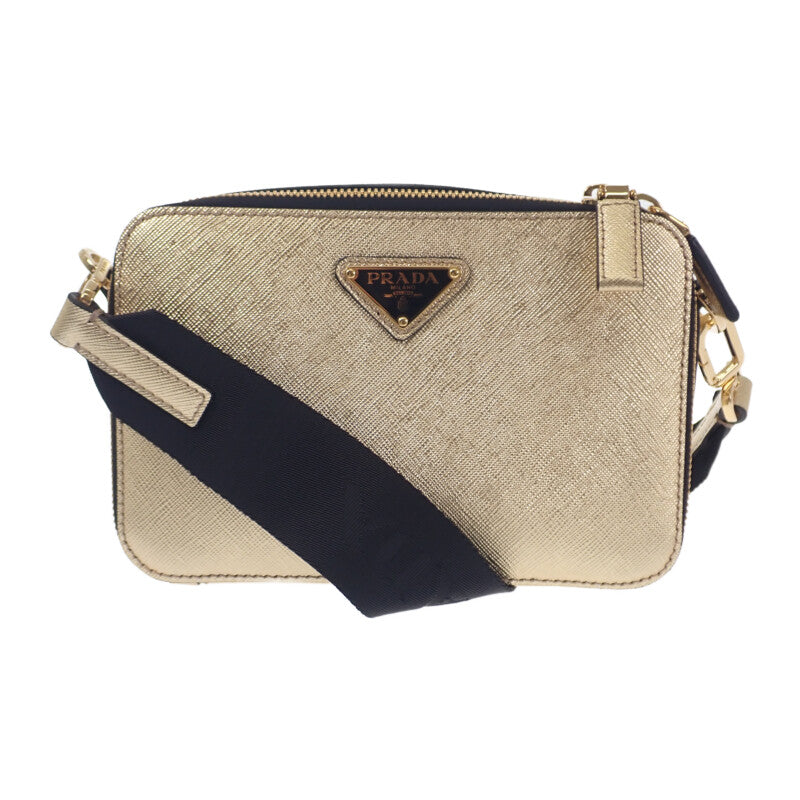 プラダ PRADA ブリック 2VH070 ショルダーバッグ レザー ゴールド ゴールド金具 レディース メンズ【中古】【Aランク】