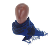 エルメス HERMES カシミヤマフラー マフラー カシミヤ ブルー ブラック レディース メンズ ユニセックス【中古】【SAランク】