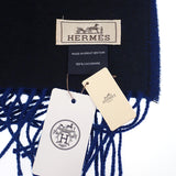 エルメス HERMES カシミヤマフラー マフラー カシミヤ ブルー ブラック レディース メンズ ユニセックス【中古】【SAランク】